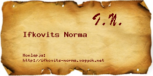 Ifkovits Norma névjegykártya